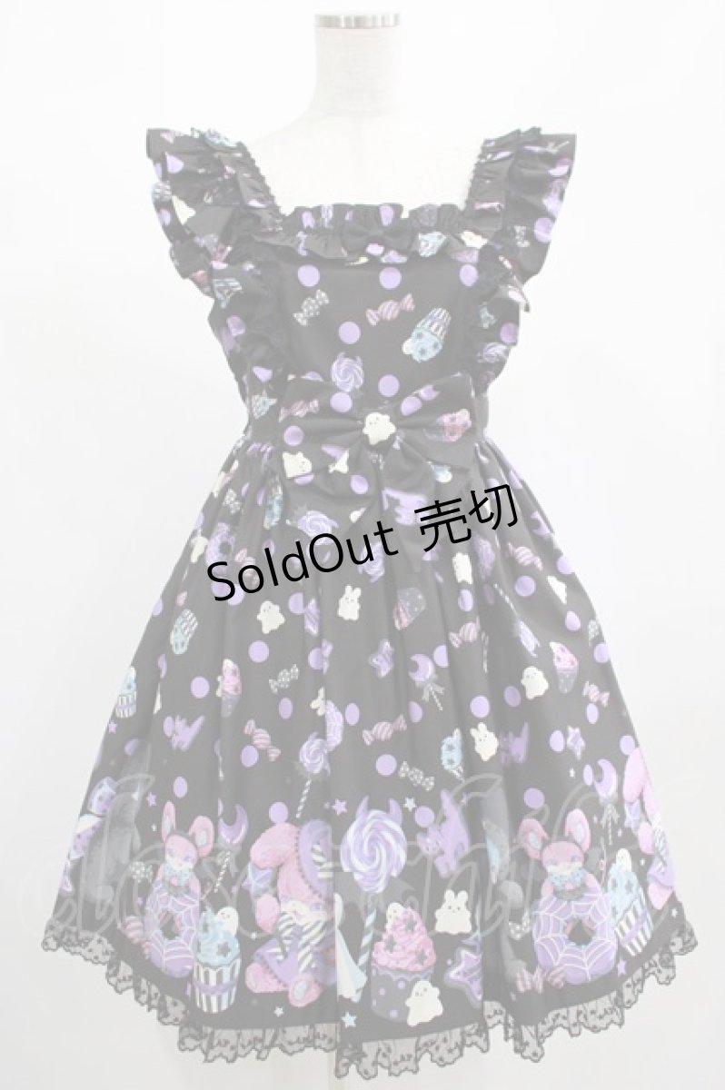 画像1: Angelic Pretty / Happy Treat Partyジャンパースカート Free ブラック H-25-02-10-002-AP-OP-NS-ZH (1)