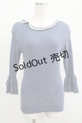 F&A / 袖口リボン7分袖ニットプルオーバー Free BLUE H-25-02-11-042-LO-TO-NS-ZH