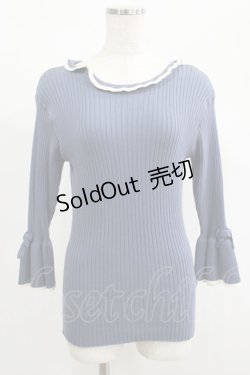 画像1: F&A / 袖口リボン7分袖ニットプルオーバー Free BLUE H-25-02-11-042-LO-TO-NS-ZH