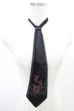 画像1: Ozz Croce / ベロア刺繍ネクタイ  黒 H-25-02-11-1035-OO-ZA-KB-ZH