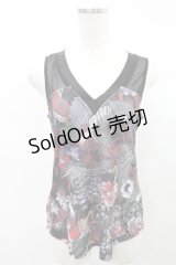 Qutie Frash / Vネックタンク  黒 H-25-02-11-1017-QU-TO-KB-ZT427