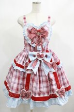 画像1: BABY,THE STARS SHINE BRIGHT / Sweet Wingタータンチェックジャンパースカート Free ピンク H-25-02-11-006-BA-OP-NS-ZH (1)