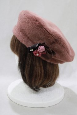画像2: axes femme / ローズブローチ付きファーベレー  ピンク H-25-02-11-080-AX-AC-NS-ZH