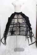 DARK IN LOVE / Rococo style spiderweb tattered birdcage petticoat long skirt M ブラック H-25-02-12-001-PU-SK-KB-ZT020