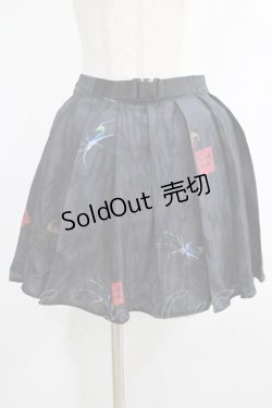 画像1: PUNK RAVE / Black printed pleated skirt L ブラック H-25-10-20-029-PU-SK-KB-ZH