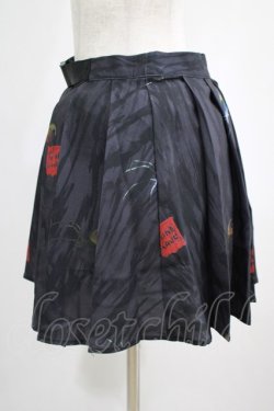 画像2: PUNK RAVE / Black printed pleated skirt L ブラック H-25-02-12-021-PU-SK-KB-OS
