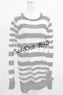 画像1: PUNK RAVE / Insanity striped sweater Free ホワイト H-25-02-13-061-PU-TO-KB-OS