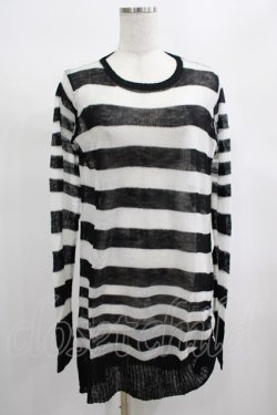 画像1: PUNK RAVE / Insanity striped sweater Free ホワイト H-25-02-13-063-PU-TO-KB-ZT237
