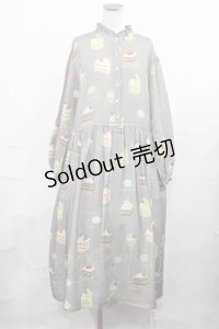 Jane Marple / Patisserie francaiseギャザードレス M グレー H-25-02-13-1004-JM-OP-KB-ZH