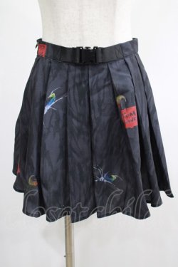 画像1: PUNK RAVE / Black printed pleated skirt XS ブラック H-25-02-13-031-PU-SK-KB-ZY