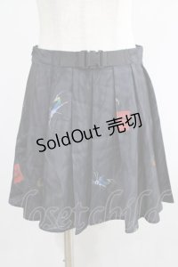 PUNK RAVE / Black printed pleated skirt S ブラック H-25-02-13-033-PU-SK-KB-ZS