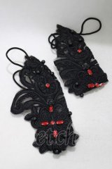 DEVIL FASHION / Gothic flower shaped sleeves with diamonds  ブラック H-25-02-14-1038-PU-ZA-KB-ZH