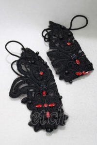 DEVIL FASHION / Gothic flower shaped sleeves with diamonds  ブラック H-25-02-14-1038-PU-ZA-KB-ZH
