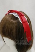 axes femme kawaii / レースリボンカチューシャ  オフ/レッド H-25-02-14-029-AX-AC-NS-ZH