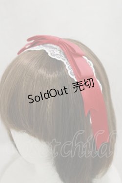 画像1: axes femme kawaii / レースリボンカチューシャ  オフ/レッド H-25-02-14-029-AX-AC-NS-ZH