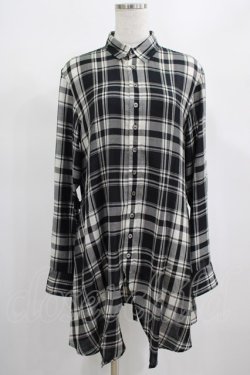 画像1: GADGET GROW / チェックロングシャツ  黒 H-25-02-15-034-GO-BL-KB-ZH