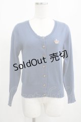 Leur Getter / 王冠刺繍入りニットカーディガン  ブルー H-25-02-15-052-LU-TO-KB-ZH