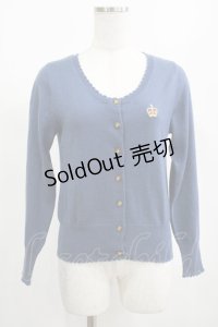 Leur Getter / 王冠刺繍入りニットカーディガン  ブルー H-25-02-15-052-LU-TO-KB-ZH