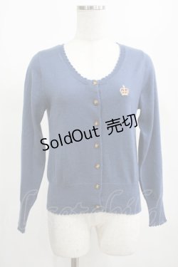 画像1: Leur Getter / 王冠刺繍入りニットカーディガン  ブルー H-25-02-15-052-LU-TO-KB-ZH