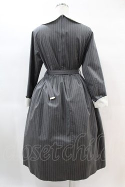 画像2: Jane Marple / ブリティッシュストライプtea houseドレス  グレー H-25-02-15-1019-JM-OP-KB-ZH
