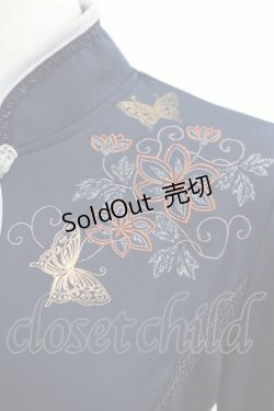画像4: Ozz oneste / 蝶プリントチャイナトップス  ネイビー H-25-02-15-060-OO-TO-KB-ZH