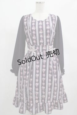 画像1: axes femme POETIQUE / ローズストライプ長袖ワンピース M パープル H-25-02-16-029-AX-OP-NS-ZH