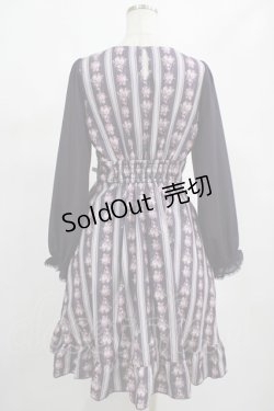画像3: axes femme POETIQUE / ローズストライプ長袖ワンピース M パープル H-25-02-16-029-AX-OP-NS-ZH