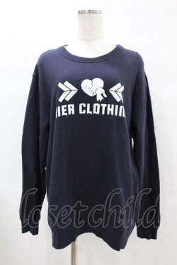 画像1: NieR Clothing / プリントLONG CUTSEW  ネイビー H-25-02-17-052-PU-TO-KB-ZH