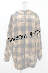 NieR Clothing / 総柄ZIPブルゾンパーカー  茶 H-25-02-17-070-PU-TO-KB-ZH
