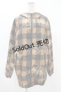 NieR Clothing / 総柄ZIPブルゾンパーカー  茶 H-25-02-17-070-PU-TO-KB-ZH