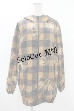 画像1: NieR Clothing / 総柄ZIPブルゾンパーカー  茶 H-25-02-17-070-PU-TO-KB-ZH