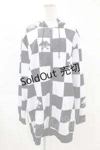 NieR Clothing / 総柄ZIPパーカー  白×黒 H-25-02-17-071-PU-TO-KB-ZH