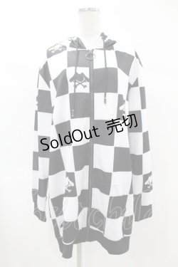 画像1: NieR Clothing / 総柄ZIPパーカー  白×黒 H-25-02-17-071-PU-TO-KB-ZH