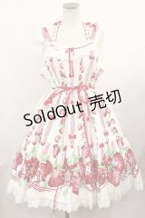 Angelic Pretty / 摘みたていちごシャーリングジャンパースカート Free オフ H-25-02-17-1001-AP-OP-NS-ZH
