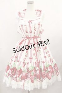 Angelic Pretty / 摘みたていちごシャーリングジャンパースカート Free オフ H-25-02-17-1001-AP-OP-NS-ZH