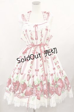 画像1: Angelic Pretty / 摘みたていちごシャーリングジャンパースカート Free オフ H-25-02-17-1001-AP-OP-NS-ZH