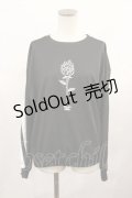 HELL CAT PUNKS / ローズプリントライントップス  黒×白 H-25-02-17-1022-PU-TO-KB-ZH