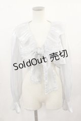 Ank Rouge / シアークロップドブラウス M ブルー H-25-02-17-1034-CA-BL-NS-ZH