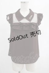 Ank Rouge / lollita刺繍シフォンブラウス M ブラウン H-25-02-18-033-CA-BL-NS-ZH