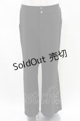 Moi-meme-Moitie / スリットロゴ釦パンツ Man 黒 H-25-02-18-2017-MO-PA-KB-ZH