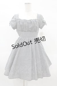 mon lily / ギンガムチェックワンピース M ブラック H-25-02-19-1037-LO-OP-NS-ZH