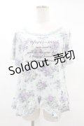 axes femme / 花柄トップス M サックス H-25-02-19-1050-AX-TO-NS-ZH