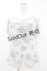axes femme / 花柄トップス M サックス H-25-02-19-1050-AX-TO-NS-ZH