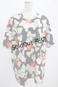 Honey Cinnamon / シナモン総柄Tシャツ Free ブラック H-25-02-19-056-LO-TS-NS-ZH