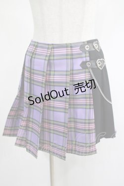 画像1: DARK IN LOVE / Punk purple checked splicing black pleated skirt XL パープル×ブラック H-25-02-19-2025-PU-SK-KB-ZI