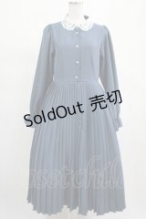 m petit by misako / レース襟プリーツワンピース L ブルー H-25-02-19-012-LO-OP-NS-ZH