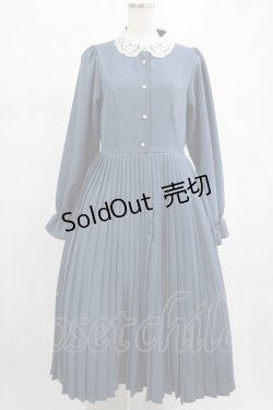 画像1: m petit by misako / レース襟プリーツワンピース L ブルー H-25-02-19-012-LO-OP-NS-ZH