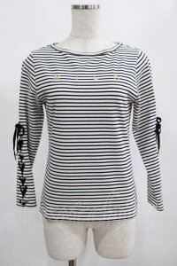 MILK / Lace upボーダートップス  オフ H-25-02-20-048-ML-TO-KB-ZH