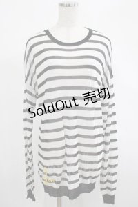 NieR Clothing / ロゴ刺繍ボーダーカットソー F 白×黒 H-25-02-21-037-PU-TO-KB-ZH
