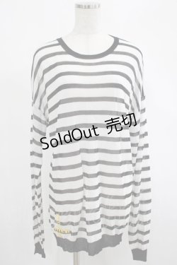 画像1: NieR Clothing / ロゴ刺繍ボーダーカットソー F 白×黒 H-25-02-21-037-PU-TO-KB-ZH